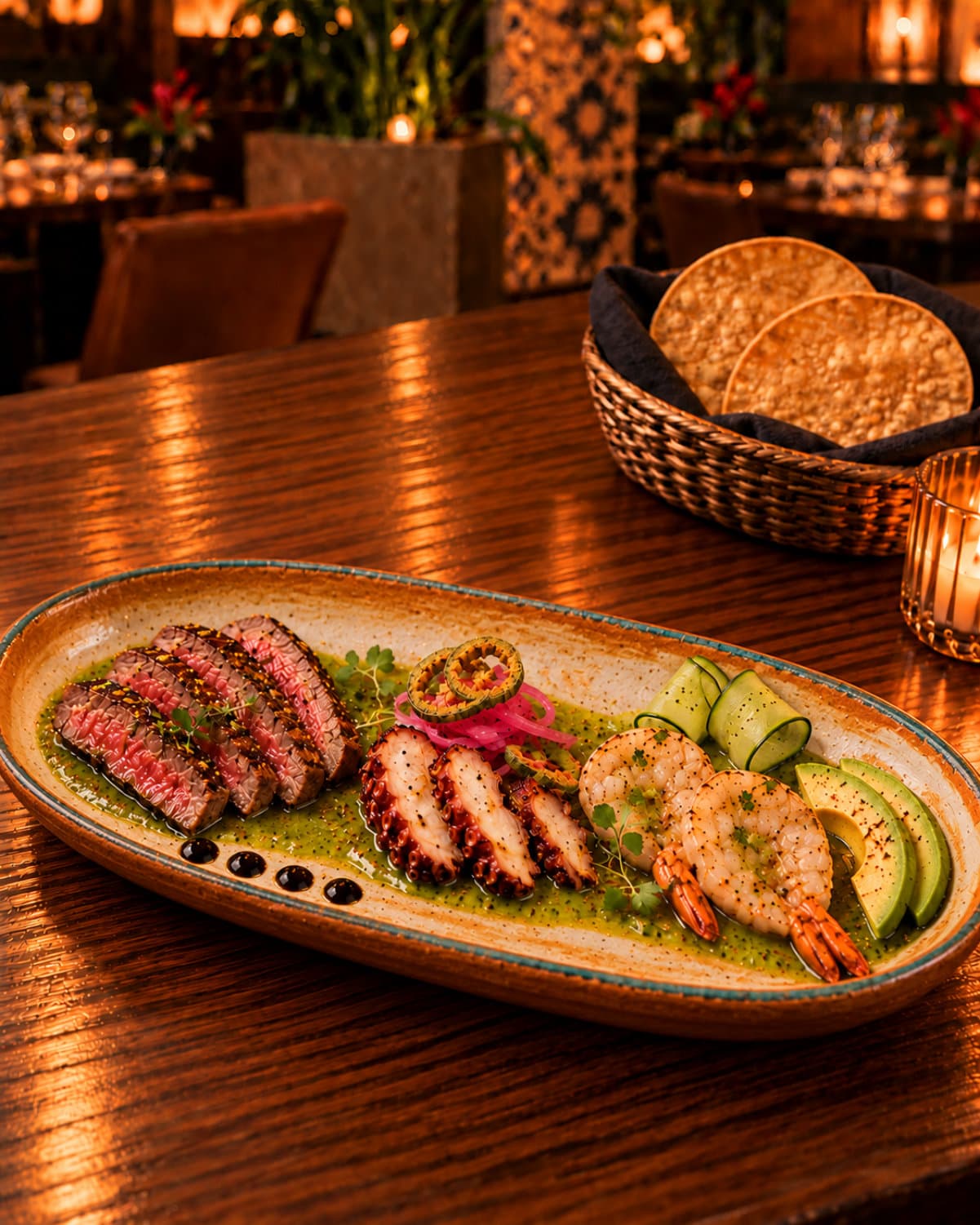 Aguachile Salsa Verde presentation