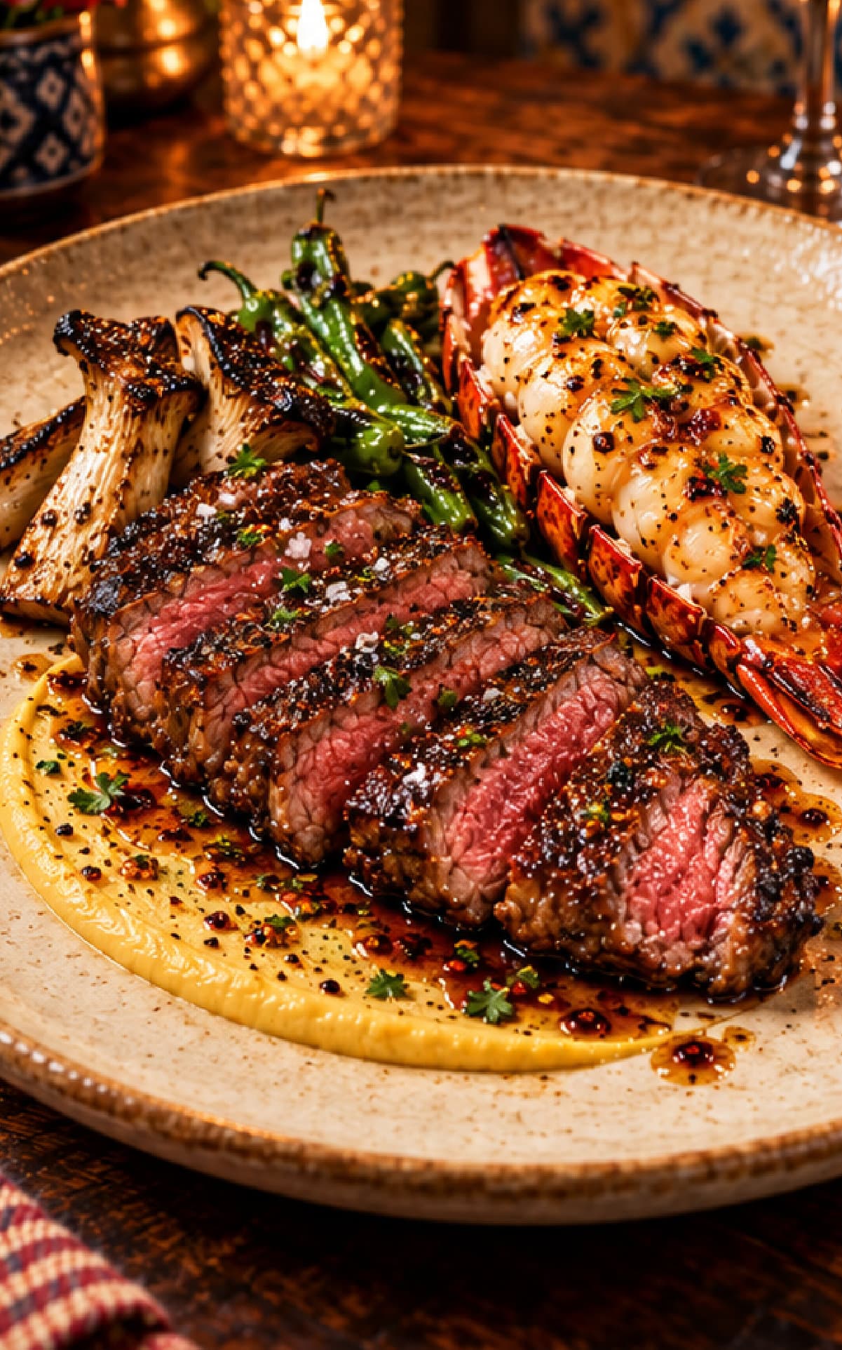 La Casita Dry-Aged Wagyu Ribeye & Lobster presentation